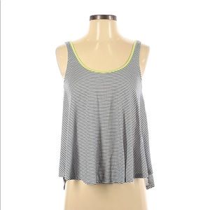 Navy & White Striped Tank w/ Lime Green Neckline